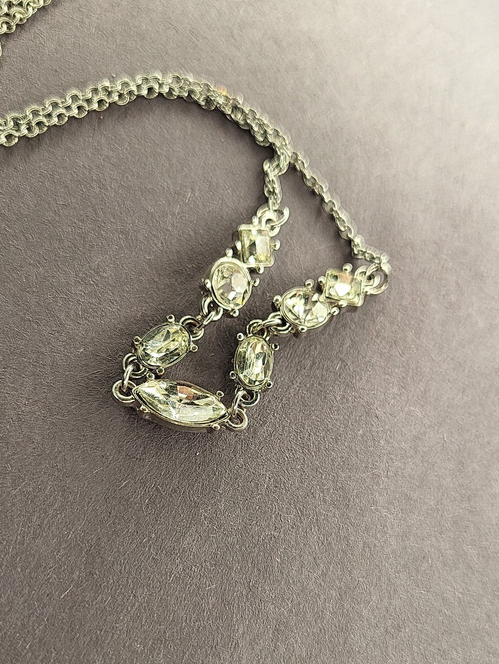 Silver Crystal Drop Necklace